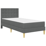Bed Frame with Mattress Dark Grey 90 x 190 cm Fabric