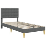 Bed Frame with Mattress Dark Grey 90 x 190 cm Fabric