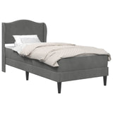 Bed Frame with Headboard Dark Grey 90 x 190 cm Velvet - Front View
