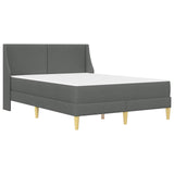 Bed Frame with Mattress Dark Grey 137 x 190 cm Fabric - Side View