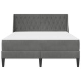 Bed Frame with Mattress Dark Grey 137 x 190 cm Velvet - Rear View