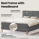 Bed Frame with Mattress Dark Grey 137 x 190 cm Fabric - Extra Image