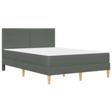 Bed Frame with Mattress Dark Grey 137 x 190 cm Fabric - Side View
