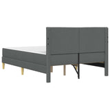 Bed Frame with Mattress Dark Grey 137 x 190 cm Fabric - Low Angle
