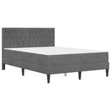Bed Frame with Mattress Dark Grey 137 x 190 cm Velvet - Side View