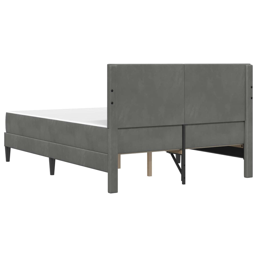 Bed Frame with Mattress Dark Grey 137 x 190 cm Velvet