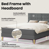 Bed Frame with Mattress Dark Grey 137 x 190 cm Fabric