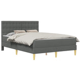 Bed Frame with Mattress Dark Grey 137 x 190 cm Fabric - Front View