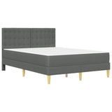 Bed Frame with Mattress Dark Grey 137 x 190 cm Fabric - Side View
