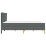 Bed Frame with Mattress Dark Grey 137 x 190 cm Fabric - Close-Up Angle