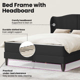 Bed Frame with Headboard Black 137 x 190 cm Faux Leather - Extra Image