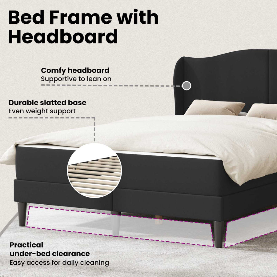 Bed Frame with Mattress Black 137 x 190 cm Faux Leather