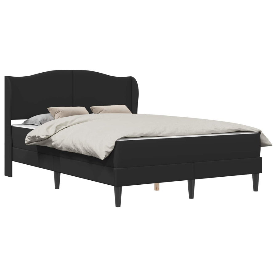 Bed Frame with Mattress Black 137 x 190 cm Faux Leather