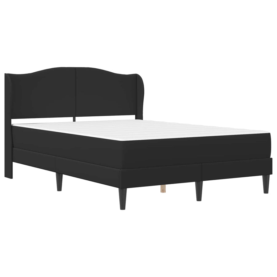 Bed Frame with Mattress Black 137 x 190 cm Faux Leather