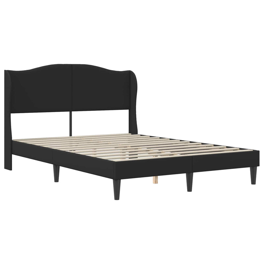 Bed Frame with Mattress Black 137 x 190 cm Faux Leather