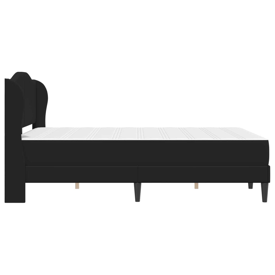 Bed Frame with Mattress Black 137 x 190 cm Faux Leather
