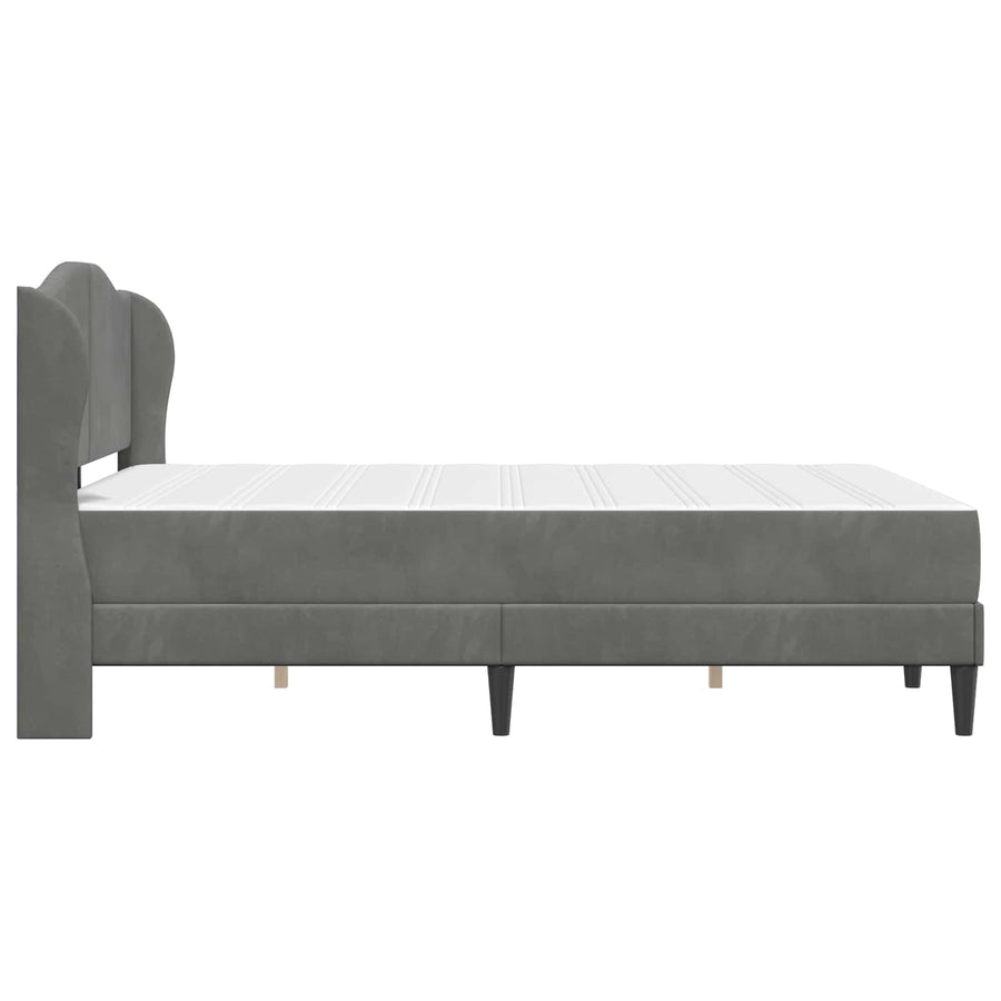 Bed Frame with Mattress Dark Grey 137 x 190 cm Velvet
