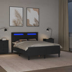 Bed Frame with Mattress Black 137 x 190 cm Faux Leather