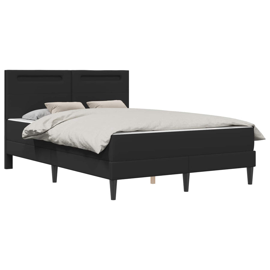 Bed Frame with Mattress Black 137 x 190 cm Faux Leather