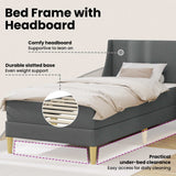 Bed Frame with Mattress Dark Grey 107 x 203 cm Fabric