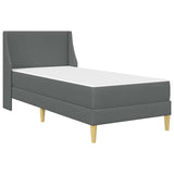 Bed Frame with Mattress Dark Grey 107 x 203 cm Fabric - Side View