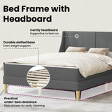 Bed Frame with Mattress Dark Grey 137 x 190 cm Fabric - Extra Image