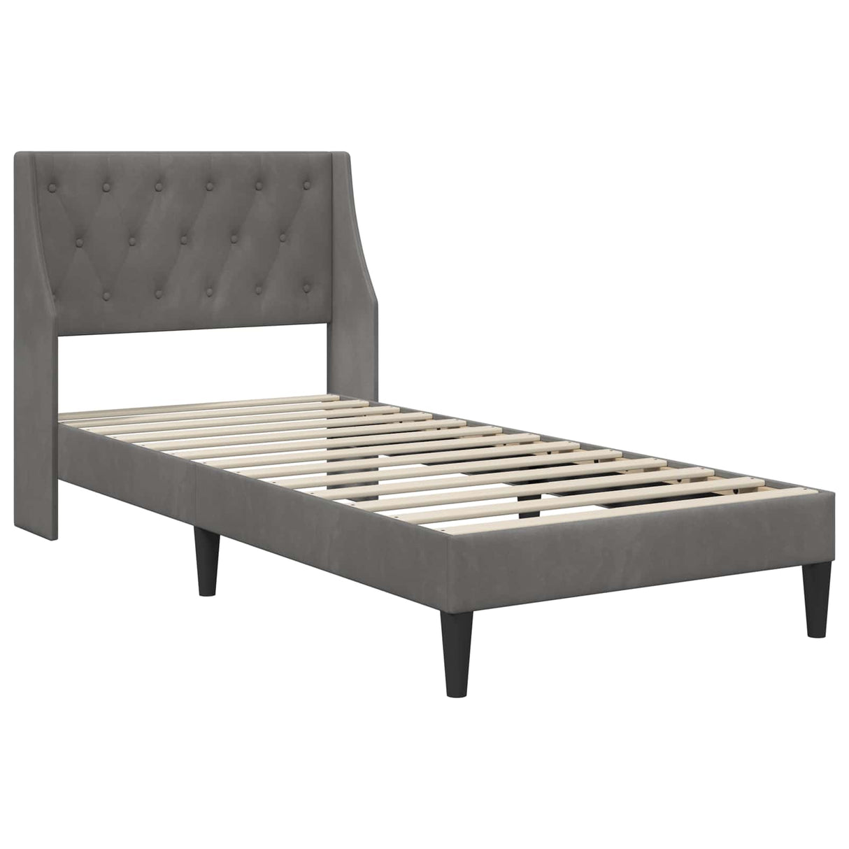 Bed Frame with Mattress Dark Grey 90 x 200 cm Velvet