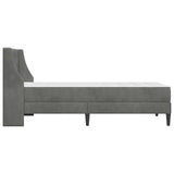 Bed Frame with Mattress Dark Grey 90 x 200 cm Velvet - Close-Up Angle