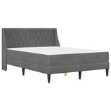 Bed Frame with Mattress Dark Grey 137 x 190 cm Velvet - Side View
