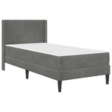 Bed Frame with Mattress Dark Grey 107 x 203 cm Velvet