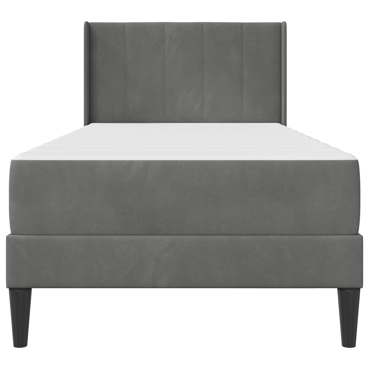 Bed Frame with Mattress Dark Grey 107 x 203 cm Velvet