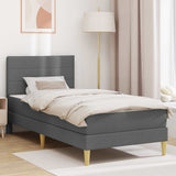 Bed Frame with Mattress Dark Grey 107 x 203 cm Fabric