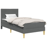 Bed Frame with Mattress 2 pcs Dark Grey 107 x 203 cm Fabric - Front View