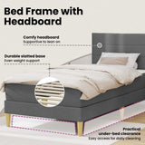 Bed Frame with Mattress Dark Grey 90 x 190 cm Fabric