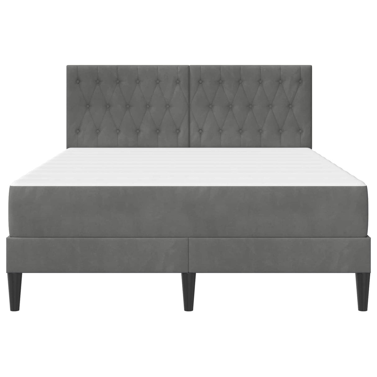 Bed Frame with Mattress Dark Grey 137 x 190 cm Velvet