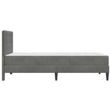 Bed Frame with Mattress Dark Grey 107 x 203 cm Velvet - Close-Up Angle