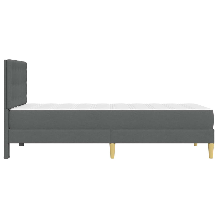 Bed Frame with Mattress Dark Grey 90 x 190 cm Fabric