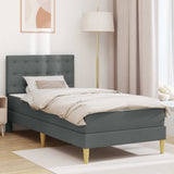 Bed Frame with Mattress Dark Grey 107 x 203 cm Fabric