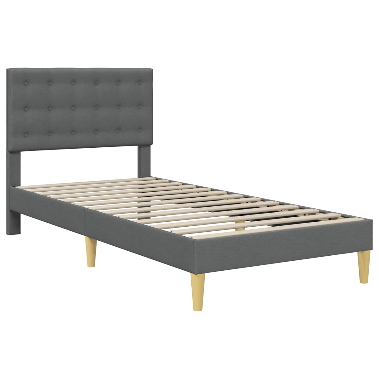 Bed Frame with Mattress Dark Grey 107 x 203 cm Fabric