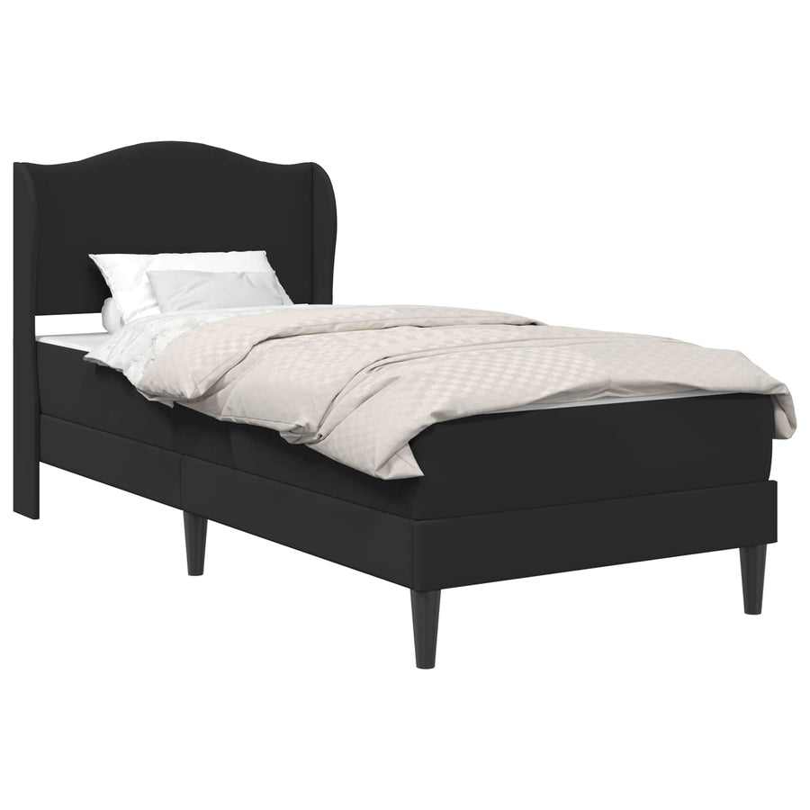 Bed Frame with Mattress Black 107 x 203 cm Faux Leather