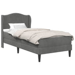 Bed Frame with Mattress Dark Grey 107 x 203 cm Velvet