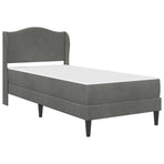Bed Frame with Mattress Dark Grey 107 x 203 cm Velvet