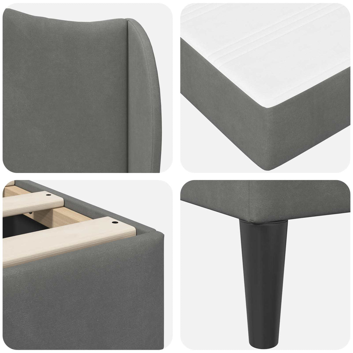 Bed Frame with Headboard Dark Grey 90 x 190 cm Velvet