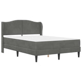 Bed Frame with Headboard Dark Grey 137 x 190 cm Velvet - Side View
