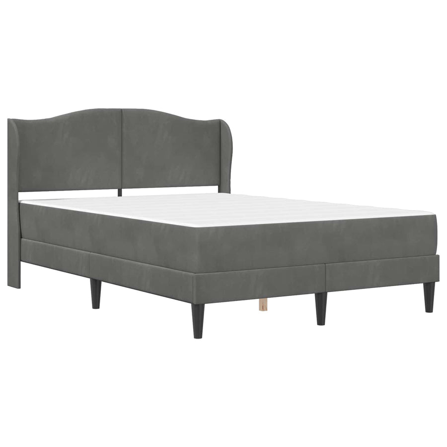 Bed Frame with Mattress Dark Grey 137 x 190 cm Velvet