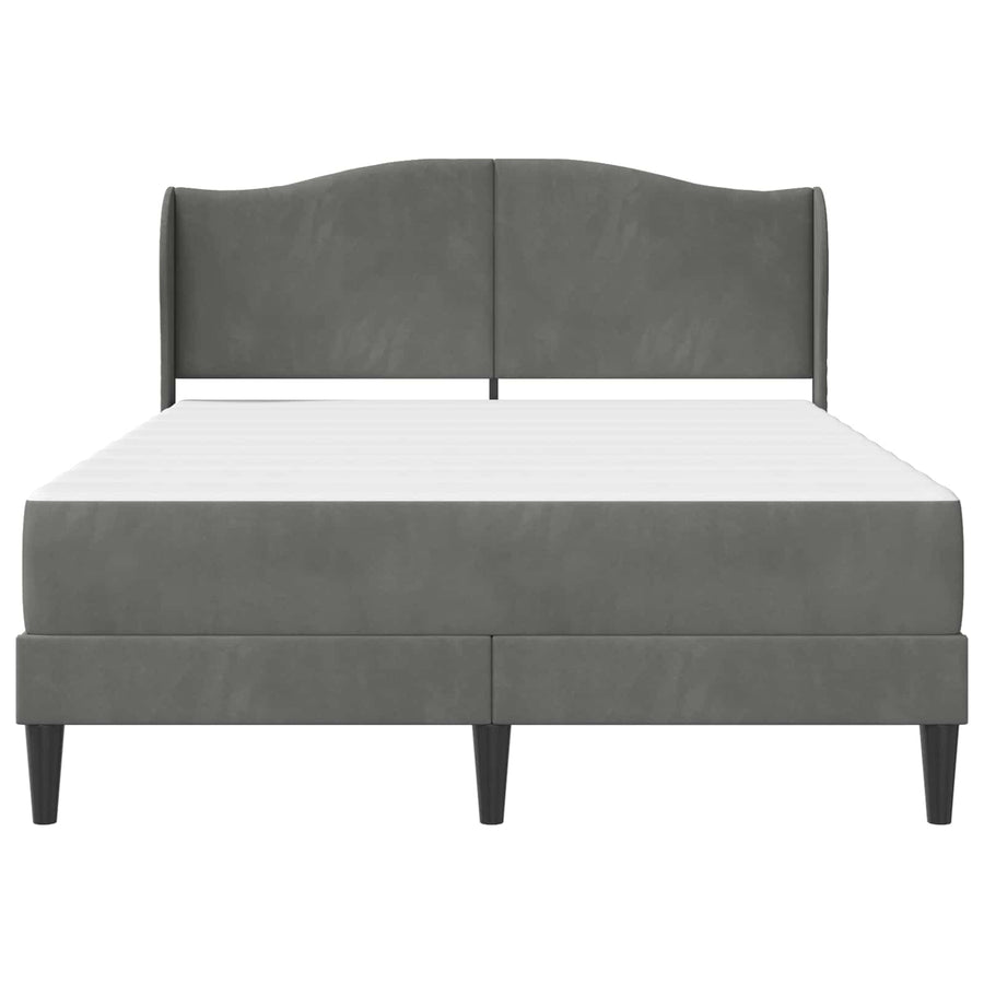 Bed Frame with Mattress Dark Grey 137 x 190 cm Velvet