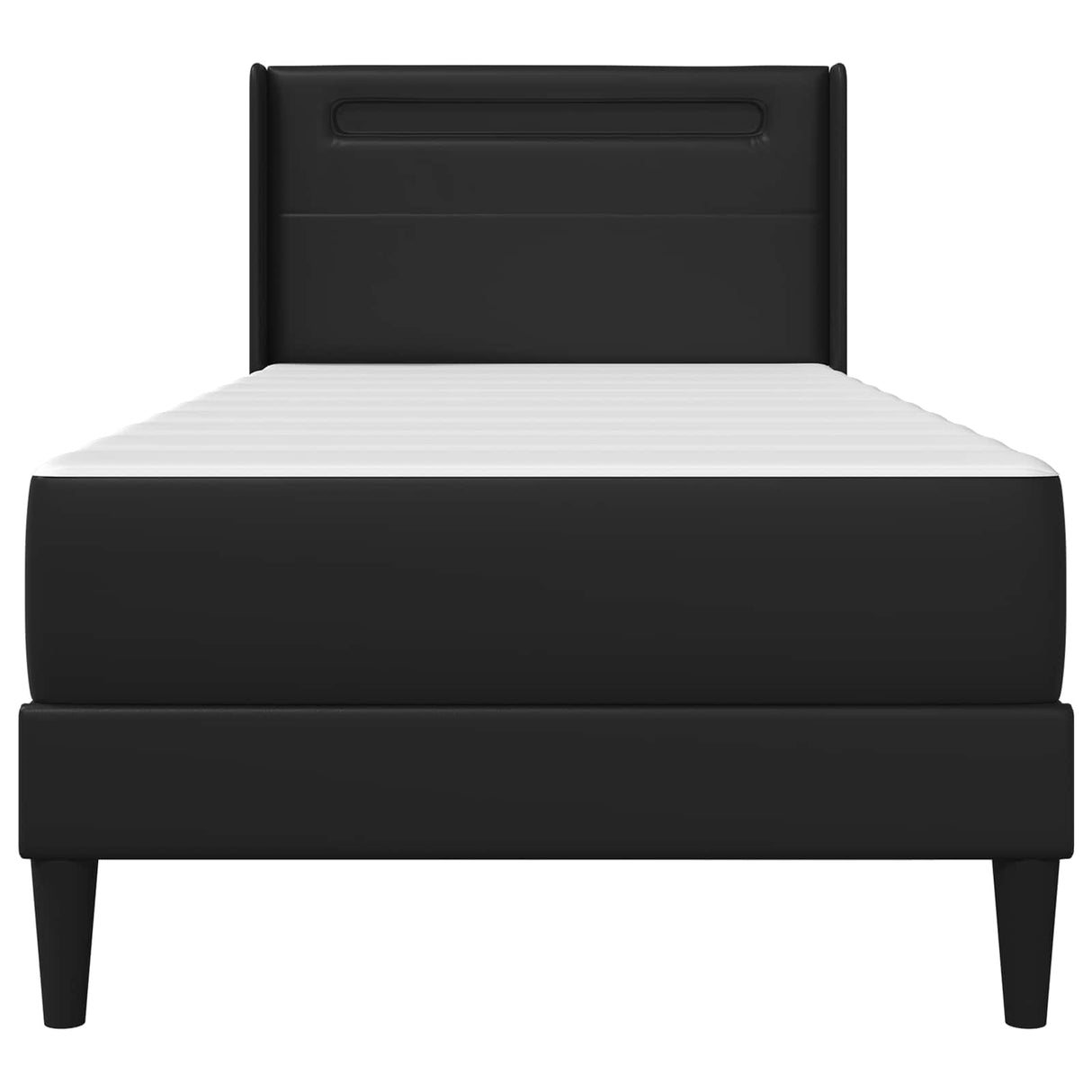 Bed Frame with Mattress Black 107 x 203 cm Faux Leather