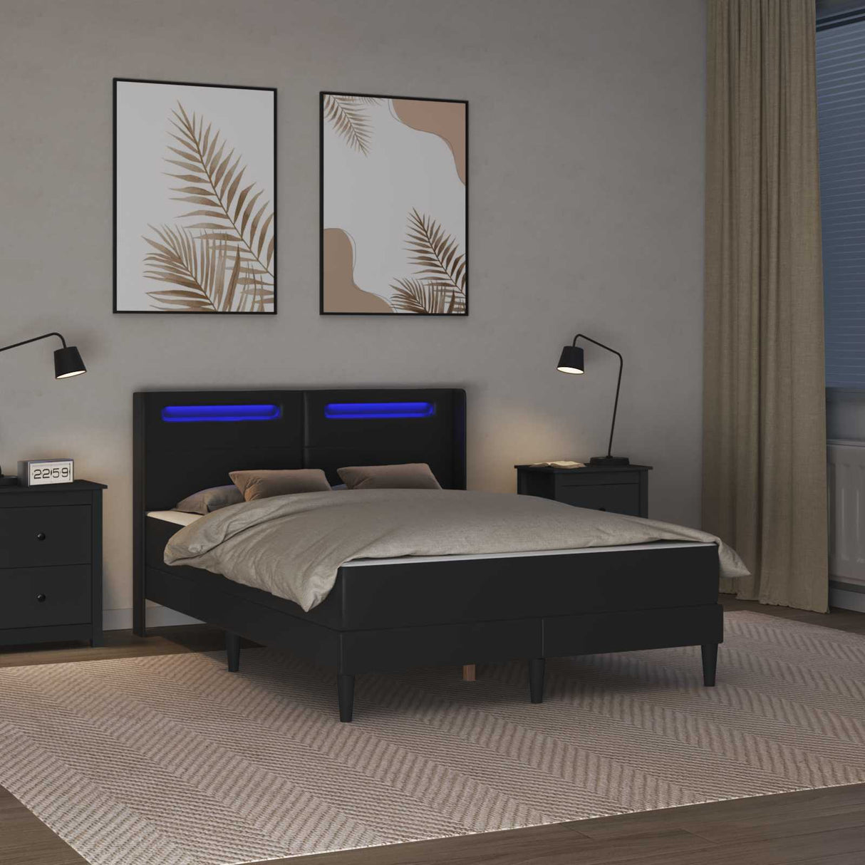 Bed Frame with Mattress Black 137 x 190 cm Faux Leather