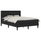 Bed Frame with Mattress Black 137 x 190 cm Faux Leather - Front View