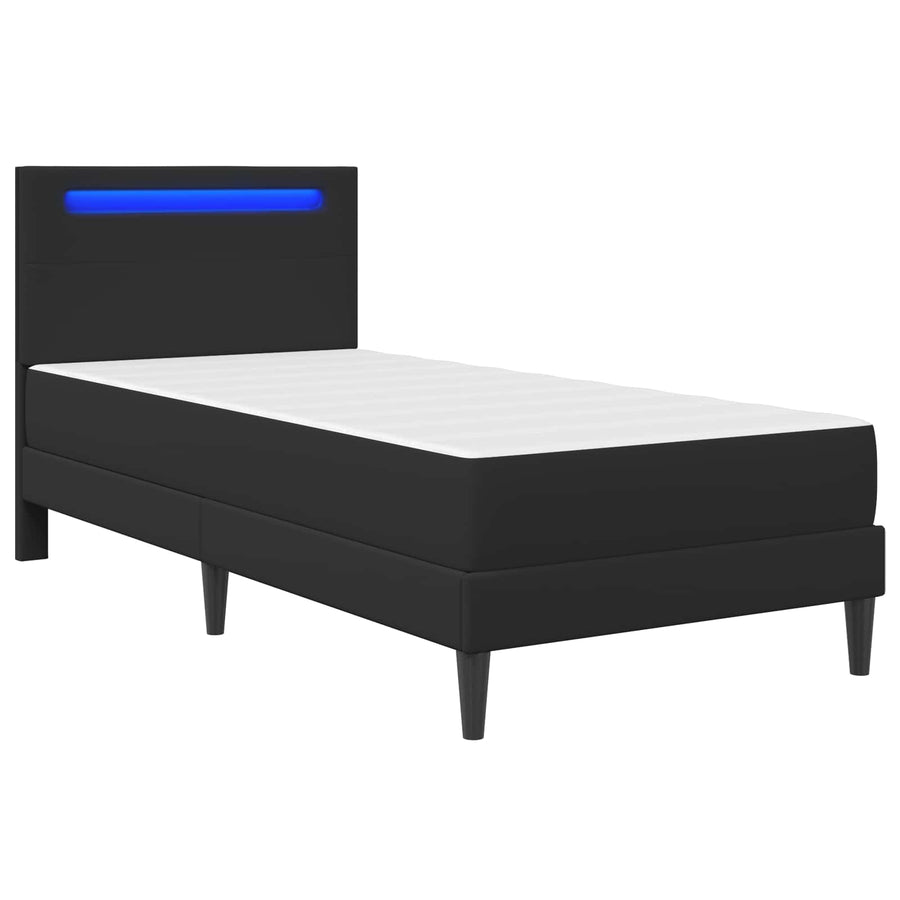 Bed Frame with Mattress Black 107 x 203 cm Faux Leather